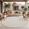 TT Home Tappeto Da Esterno Impermeabile Giardino Camera Da Letto Corridoio Aspetto Naturale Di Sisal Design Geometrico Boho, Dimensione:120 cm tondo