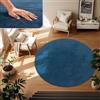 TT Home Tappeto Salotto Pelo Corto Monocolore Design Moderno Lavabile, Colore: Blu Navy, Dimensione:120 cm tondo