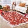 Garvee Tappeto Natalizio per Camera da Letto, Rosso 140x200 cm, Tappeto Moderno Lavabile con Fiocchi di Neve, Antiscivolo, Morbido e Resistente alle Macchie per Soggiorno, Sala da Pranzo, Aula