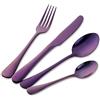 Buyer Star Posate 4 pezzi acciaio inossidabile Posate viola stoviglie Coltello Forchetta Cucchiaio Cucchiaino