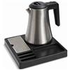 generico Set Vassoio Cortesia con Bollitore 0,8 L in Acciaio Inox - Vassoio in ABS Nero con Vaschetta Raccogligocce - Ideale per Hotel, B&B, Camere Ospiti - Modello SH‑08T