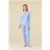 NOIDINOTTE PIGIAMA DONNA COTONE MANICA LUNGA FA009466 NOIDINOTTE CERULEO