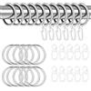 PATRICKWHITE 80Pz Anelli Per Tende Con Ganci Metallo,Ganci Tenda Bastone Con Occhielli Plastica Per Finestre,Porte,Doccia,Asta(30mm Argento)