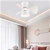 YUNZI Reversibile Lampada Ventilatore Soffitto Bambini Camera LED Dimmerabile Ventilatore Da Soffitto Con Luce E Telecomando Piccolo Silenzioso Soggiorno Ventilatore Da Soffitto Con Luce E Timer,Bianca