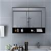 ARKEM Armadietto Bagno con Luce Specchio Contenitore con Illuminazione LED,Armadietto a Specchio con LED Nero 80x15x60 cm in MDF