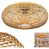 hofstein Lampada da soffitto Mulstrand, lampada da soffitto rotonda in bambù nei colori naturale,lampada dal design boho con grande effetto luminoso grazie all'ottica a reticolo,1xE27, Ø 50cm,senza lampadina/e