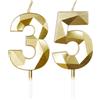 mciskin Candele dorate per 35° compleanno, 3D oro numero 35 candela per torta, decorazioni per 35° compleanno per donne e uomini, candele decorazioni dorate Torta Topper per feste Suppie
