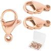 Beebeecraft 1 scatola da 50 chiusure a moschettone in oro rosa da 11 mm per braccialetti e collane fai da te, kit di riparazione per gioielli
