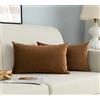 GIRASOLE HOME Coppia Federe Cuscini in Velluto Per Divano e Letto Copricuscini Antiacaro e Ipoallergenico Arredamento Casa con Zip Invisibile 2 pezzi (30x50cm, Marrone)