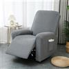 Odot 1/2 Posti Jacquard Copripoltrona Relax Reclinabile,Antiscivolo Elasticità Elettrica Copripoltrona,Copri Poltrona Relax con Tasche Laterali Lavabile,Poltrona Reclinabile (Grigio Chiaro,1 posto)