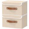 OUTBROS 2 Pack Scatole Armadio, 33x23x20cm Contenitore Tessuto, Beige