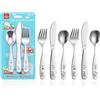 Lehoo Castle Set di Posate per Bambini in Acciaio Inossidabile, Posate per Bambini 6 Pezzi includono 2 coltelli 2 forchetta e 2 cucchiai, Set di Utensili(Veicolo di ingegneria)