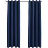 vidaXL Gordijn verduisterend met metalen ringen 2 st 140x175 cm blauw