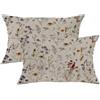 Generic Set di 2 federe per cuscini con motivo floreale, beige con fiori di campo, decorazione per la casa, per divano, letto, divano, 50 x 30 cm