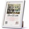 3-B Cornice per foto MEGA - Bianco - 15x21 cm (A5) - cornice in legno con vetro acrilico