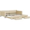 vidaXL Divano Letto Estraibile con Cassetti Crema 100x200cm in Tessuto, Divano Letto con cassetti, Letto da Giorno, Letto per Ospiti, Divano Letto