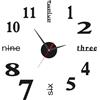 Caybats Orologio da parete 3D grande, 40CM fai da te, meccanismo silenzioso, design moderno, usato per decorare la parete vuota per casa, ufficio - Nero