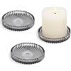 HofferRuffer Confezione da 3 piatti in vetro da 10 cm, portacandele rotondi per candele a pilastro, portacandele tealight, grigio