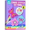KRAFUN Kit punto croce per bambini principianti, 4 portachiavi a punto croce per arti e mestieri con farfalla e fiore, kit da ricamo ad ago per ragazze dai 5 ai 13 anni, kit artigianale per zaino,