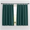 PONY DANCE Tende Corte Oscuranti Termiche Isolanti per Camera da Letto | per Cucina, per Finestre Piccole, Blackout, per Interni, con Passanti, Privacy, 2 Pezzi L 140 x A 137 CM, Verde Scuro