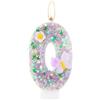 mciskin Candele di compleanno con fiori di farfalla, candele di compleanno con stelle filanti, candela viola numero 0 per torta, decorazione per torta con paillettes viola per ragazze ragazzi farfalla a tema