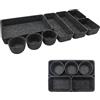 Janety Set di 8 organizer per cassetti in feltro, scatole portaoggetti modulabili per camera da letto, bagno, cucina, scrivania o toeletta (grigio scuro)