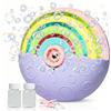 BUBOJOY Macchina Bolla per Bambini, Macchina Bolle Arcobaleno Automatica 2000+ Bolla al minuto con Luci Colorate/Soluzione, Soffiatore di Bolla Portatile per Feste Matrimonio All'aperto, Viola