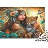 GPZFLDKW Puzzle Donna Africana 1000 pezzi Cartone Riciclato Ecologico Premium Stimolante Donna e Giaguaro per Adulti e Oltre i 14 Anni 38x26cm