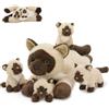 MorisMos Grande Siamese Gatto Peluche Giocattolo Morbido, 48cm Mamma Gatto Con 4 Cuddly Bambino All'Interno, Animale In Peluche Di Rilievo, Kawaii Regali Per Bambini Deco Festa Di Compleanno
