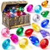 Sloosh Giocattolo da Piscina Diving Gems, 16 Grandi Diamanti Colorati con Scrigno dei Pirati, Giocattolo subacqueo per Bambini con Gemme subacquee, Regalo per l'allenamento al Nuoto