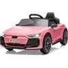 LALAHO Mcchina Elettrica Per Bambini AUDI RS E-tron 12V con Doppi Motori, 3-5km/h Auto Elettrica per Bambini 3-5 Anni, MP3, Sospensioni, Telecomando, Rosa chiaro