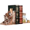 CUTEBEE Kit Book Nook - Confezione da 2 fermalibri in miniatura di Natale - Decorazione per libreria - Diorama - Kit di costruzione per adulti (Amore e Pace)