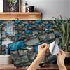 AMOYUN 12 Pezzi Adesivi per Piastrelle, Piastrelle Adesive Cucina Retro Piastrelle Adesive per Cucina 15x30cm Autoadesiva Resistente al Calore Impermeabile Vinile Decorazione Della Casa per Bagno