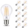 ehomeled Lampadina Edison E27 a LED vintage bianco caldo (2700 K), vetro trasparente e filamento, 470 lumen, 4 W (= 40 W), a risparmio energetico, ideale per soggiorno, camera da letto e decorazione,