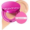 SKINTIFIC Fondotinta Cushion Con Finitura Naturale 03 Petal | Copertura Modulabile Da Media Ad Alta, Complesso Di Peptidi Idratanti, Texture Leggera Per Pelli Secche E Miste