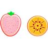 REQAG 2 pezzi di spugna alla frutta (fragola e arancia), spugna da bagno esfoliante super morbida, rimuove lo sporco dal corpo e dalla schiena, donna, uomo, bambino, riutilizzabile