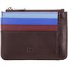 DuDu Bustina porta carte di credito in vera pelle colorata portafogli con zip Burgundy scuro