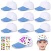 saijer Berretto da Baseball per Bambini, 9 Pezzi Berretto da Baseball Fai da Te Berretto da DIY Cappello Bambino Cappellini da Baseball Bianco Berretto da Dipingere per Bambini per Ragazzi e Ragazze