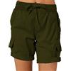 ORANDESIGNE Pantaloncini Cargo da Donna Shorts Estivi Pantaloni Corti Sportivo Leggero Lavoro Bermuda da Escursionismo a Vita Alta con Tasche Multiple A Verde Oliva L