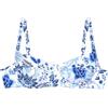 YAMAMAY - Bikini Parte Alta, Modello Balconcino con Ferretto e Imbottitura Removibile, Donna, Greta, Blu e Bianco, Stampa Floreale