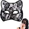 yeeplant Maschera da gatto in pizzo da donna, nera, maschera per feste in maschera con fascia elastica, accessorio per costume per Halloween ed eventi cosplay