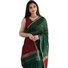 Flosive Donne Mix Colore & Golden Kanjivaram Sari Matrimonio Con Camicetta (VERDE SCURO), Verde scuro, taglia unica