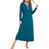 Bresdk Camicia da Notte Donna Manica Lunga Cotone con Bottoni Davanti Scollo a V Camicia da Notte Donna Invernale per Casa e Casuale S-XXL