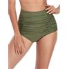 Ocean Blues Slip da donna a vita alta bikini con controllo della pancia costumi da bagno increspati da spiaggia