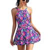 SHEKINI Elegante costume da bagno intero da donna, con schiena scoperta, stile retrò, per il controllo della pancia, costume da bagno da donna, multicolore fiori, L