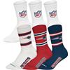 NFL Calzini unisex, confezione da 6 squadre, calzini Crew Socks, Football, logo, misto cotone New England Patriots 2/bianco 43-46