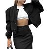 Shuanghao Giacca Corta da Donna College Felpa Baseball in Stile Retrò Classics Autunno-Inverno Casual Moda Unique Giacca a Vento Leggera Giubbotto Bomber da Donna con Polsini a Coste
