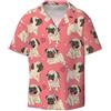 Viiuhvjbj Camicia da uomo a maniche corte con stampa di carlino, traspirante, casual, hawaiana, Nero , 4XL