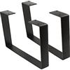 Osring Gambe per tavolino da caffè da 25,4 cm, a forma di U, 2 pezzi, gambe in acciaio massiccio per mobili, supporto TV e panca, nero