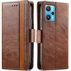 Generico DayQiQiPu Cover per Realme 9 Pro+ Plus (6,4 Pollici) Custodia in pelle PU con Patchwork Guscio Protettiva Anti-Skimming Custodia Portafoglio Flip Caso Business, Marrone